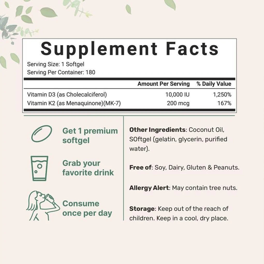 Nexavale™ Vitamin D3 + K2 Softgels